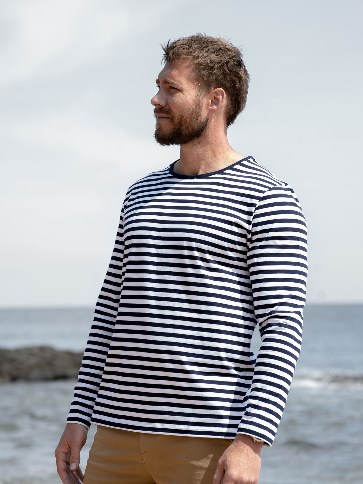 Organic Cotton Long Sleeve Stripe Tee - Mens