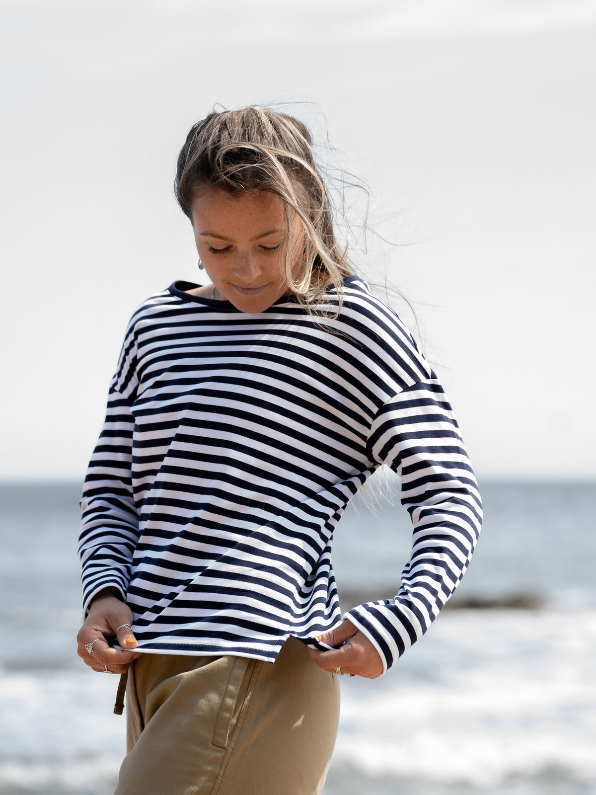 Organic Cotton Long Sleeve Stripe Tee - Womens