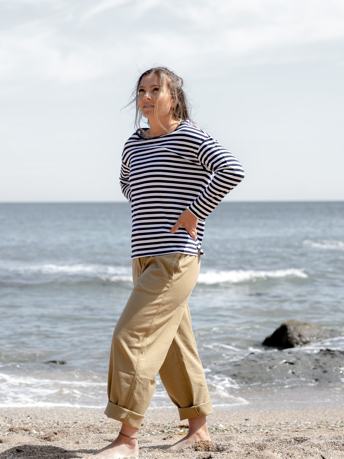 Organic Cotton Long Sleeve Stripe Tee - Womens