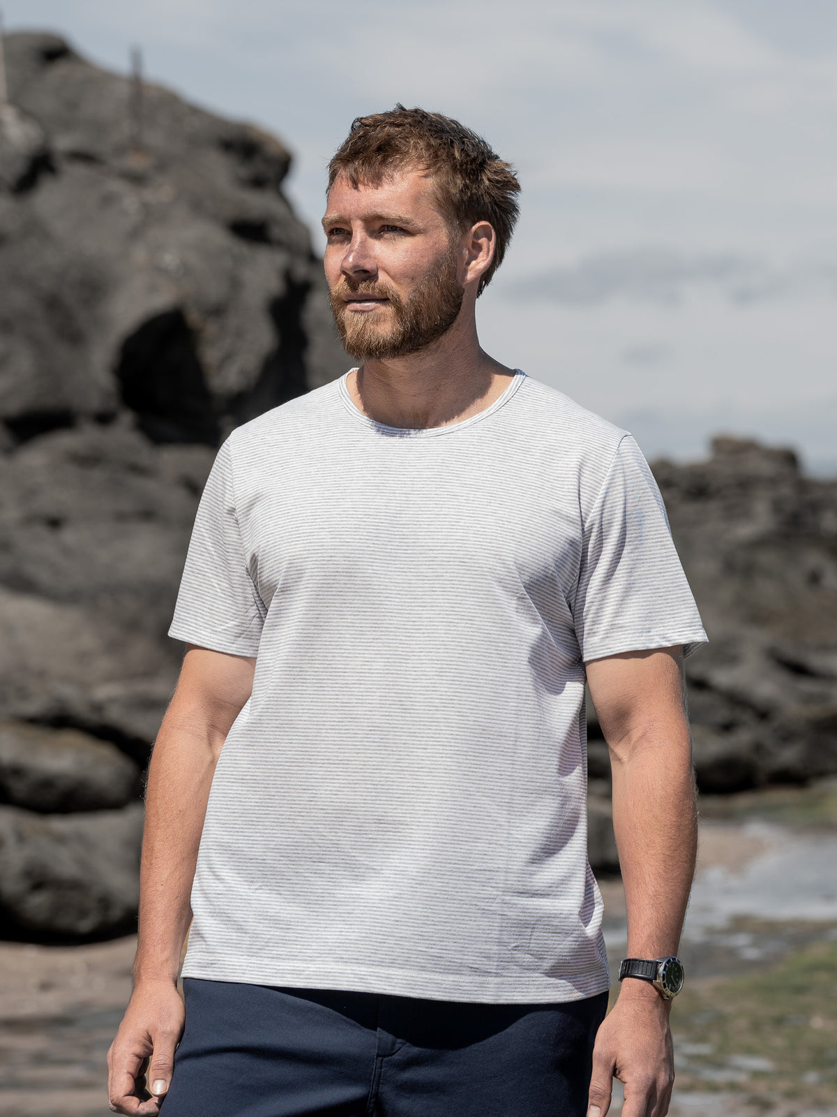 Recycled Cotton Stripe Tee - Mens